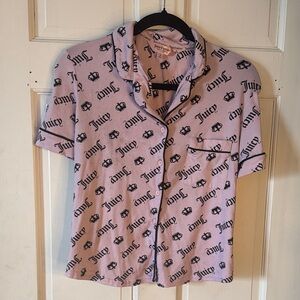 Juicy Couture Lavender and Black Logo Button-Up Shirt/short set